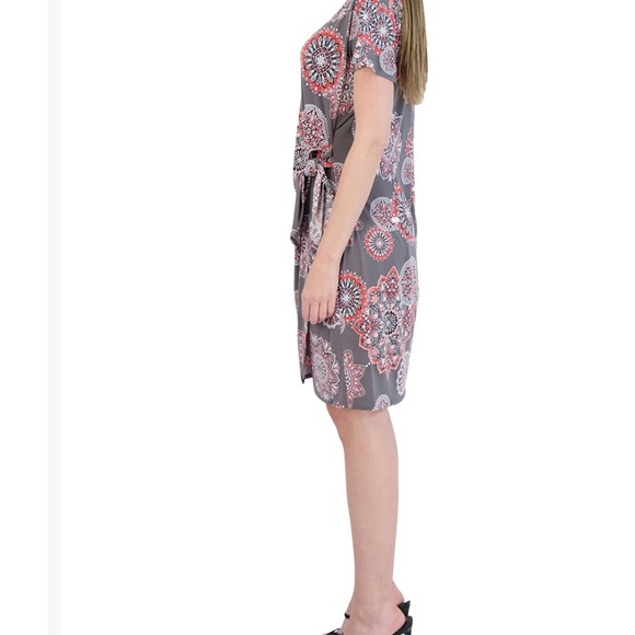 Floral Gray and Pink Women's Dress - Picture 6 of 8